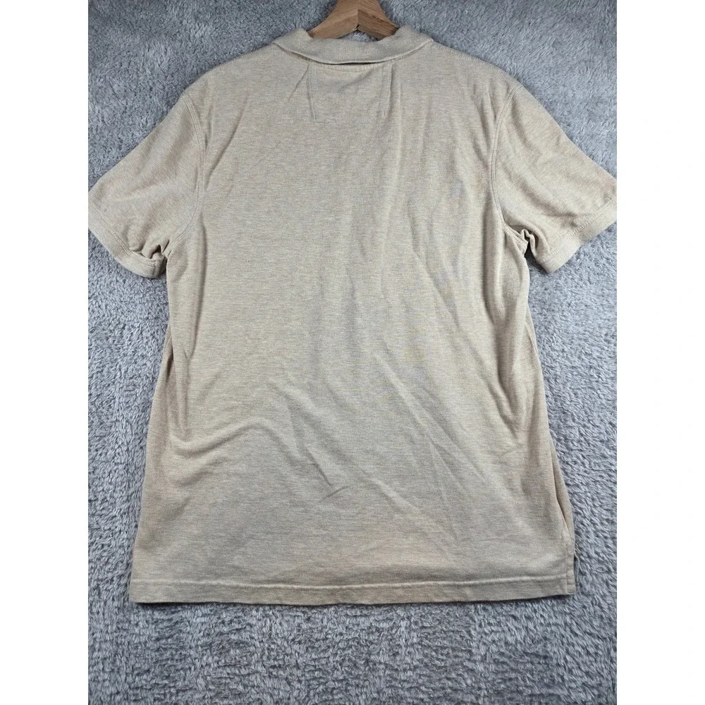 Banana Republic Pique Polo Large Tan Mens Organic Cotton Elephant Logo Short Slv